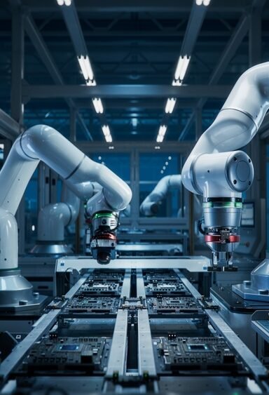 Advanced,High,Precision,Robot,Arms,On,Fully,Automated,Pcb,Assembly